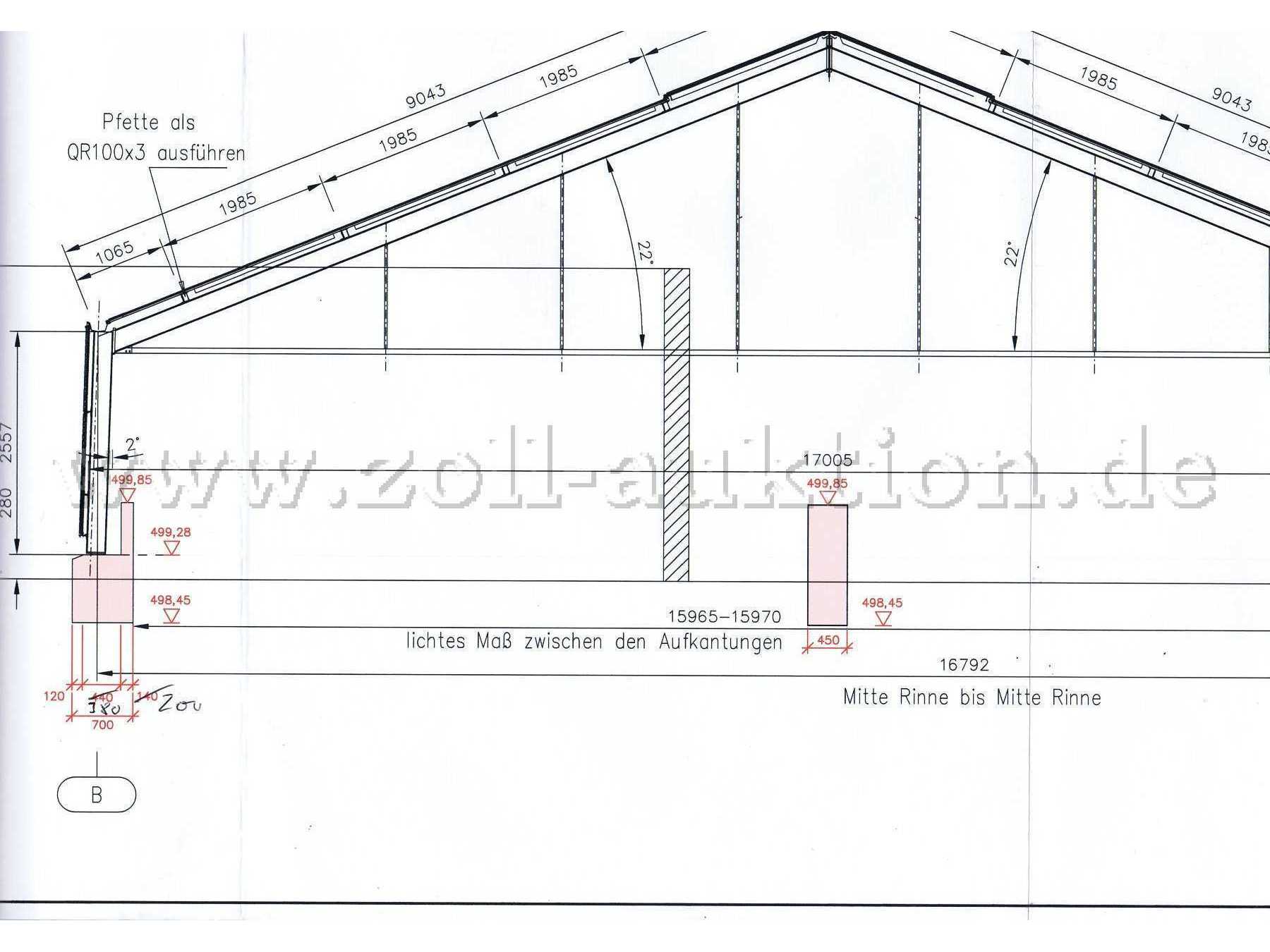 Querschnitt Süd, technische Zeichnung