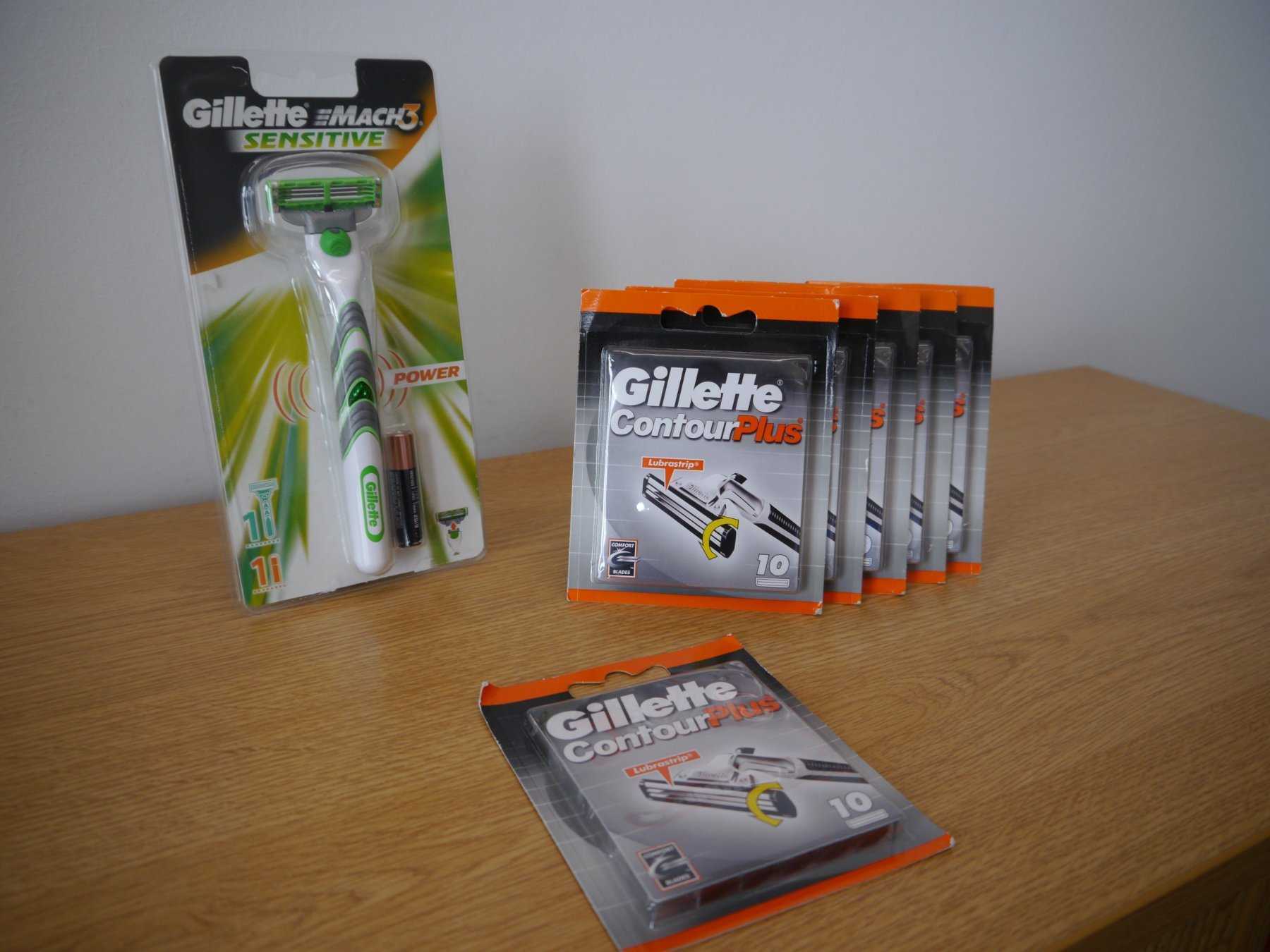 6 Klingen Gillette Contour Plus; Gillette Mach 3 Rasierer