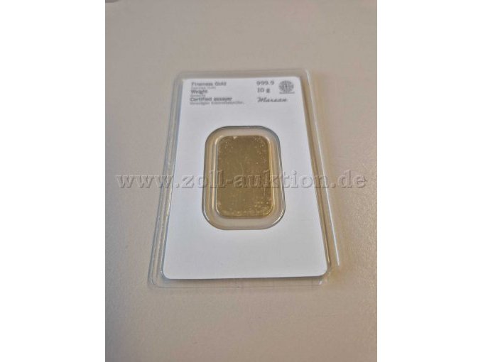 Goldbarren 10g 999,9 Feingold Rückansicht