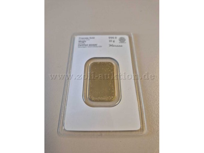 Goldbarren 10g 999,9 Feingold Rückansicht