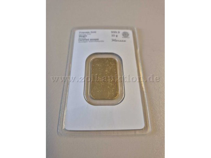 Goldbarren 10g 999,9 Feingold Rückansicht