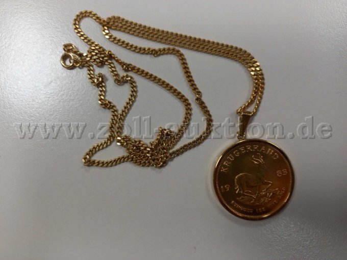 1 Goldkette mit Münzanhänger "Krugerrand"Gewicht 58,93g, Feingehalt 916,67/1000 – foto 2 – kavel bij Zoll-Auktion, Bochum