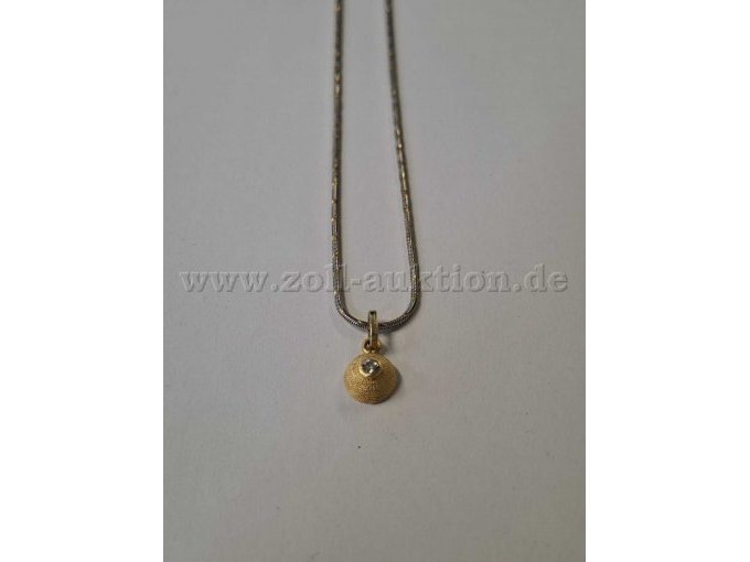 1 Goldkette mit rundem Anhänger und Schmuckstein – 585er Gold – foto 2 – kavel bij Zoll-Auktion, Reutlingen