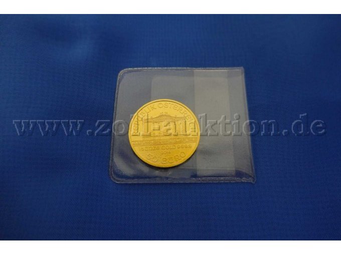 1 Goldmünze, 1/2 Unze Feingold, Wiener Philhamoniker in Platiktasche