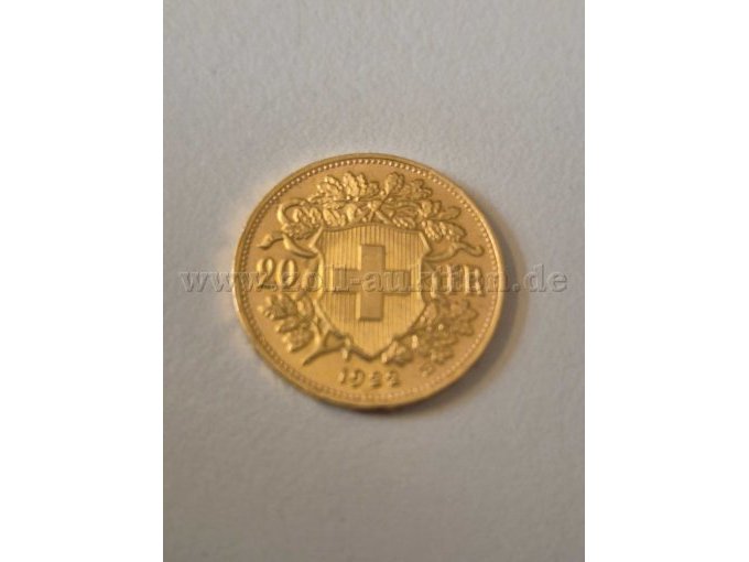 Goldmünze Vreneli Rückseite