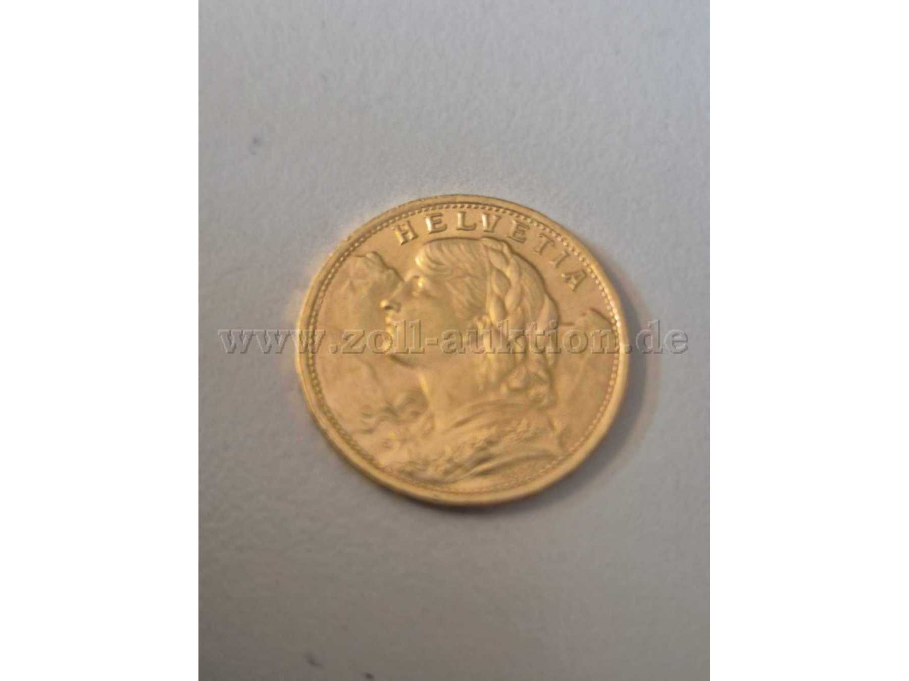 Goldmünze Vreneli Vorderseite