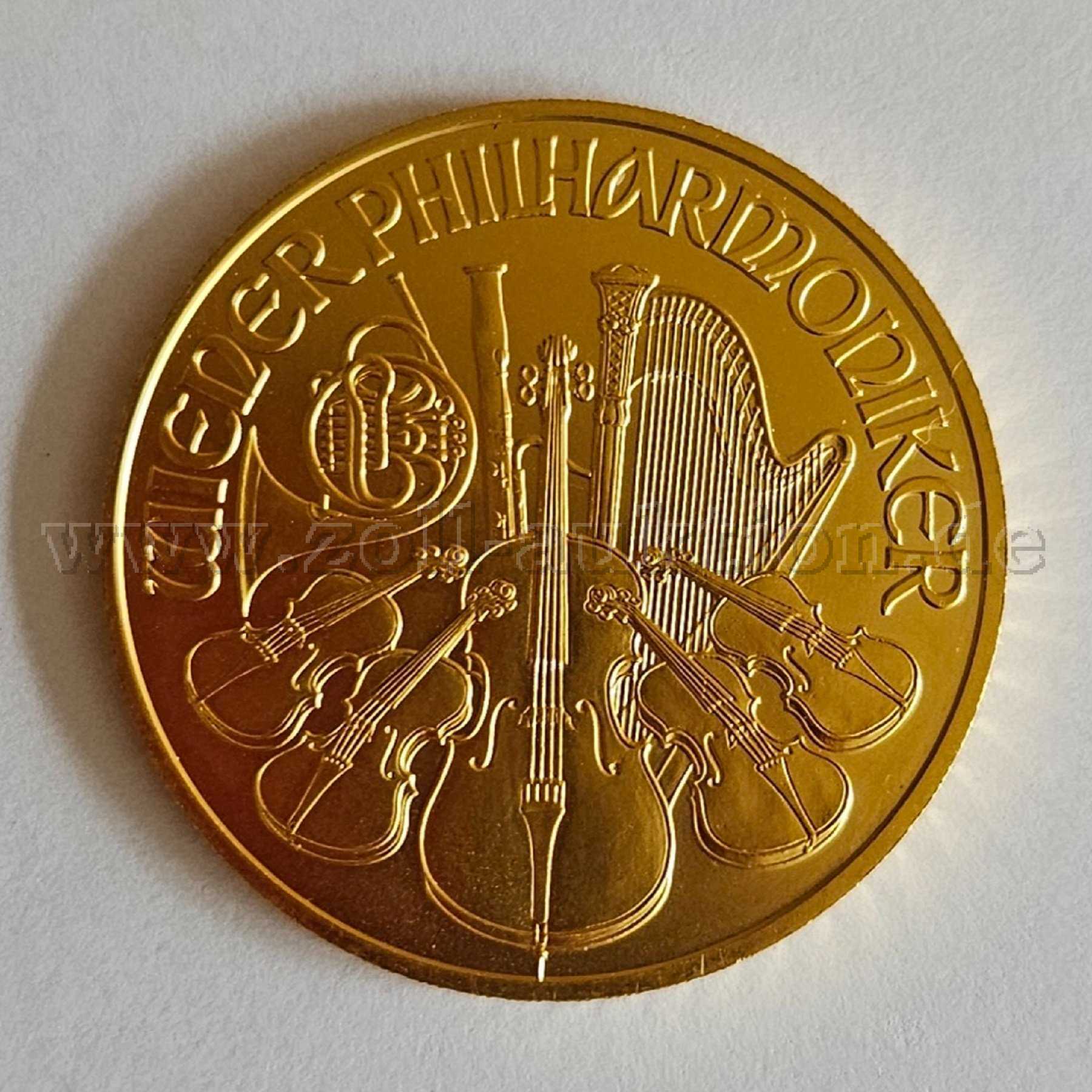 1 pièce d'or Wiener Philharmoniker 2021 pureté 999,9/1000