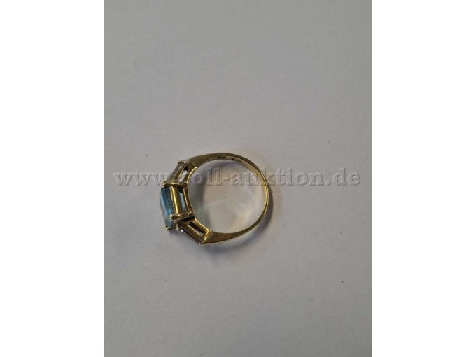 1 Goldring mit Blautopas und seitlichen Schmucksteinen – 585er Gold – foto 3 – kavel bij Zoll-Auktion, Reutlingen