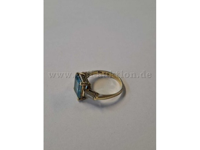 1 Goldring mit Blautopas und seitlichen Schmucksteinen – 585er Gold – foto 2 – kavel bij Zoll-Auktion, Reutlingen