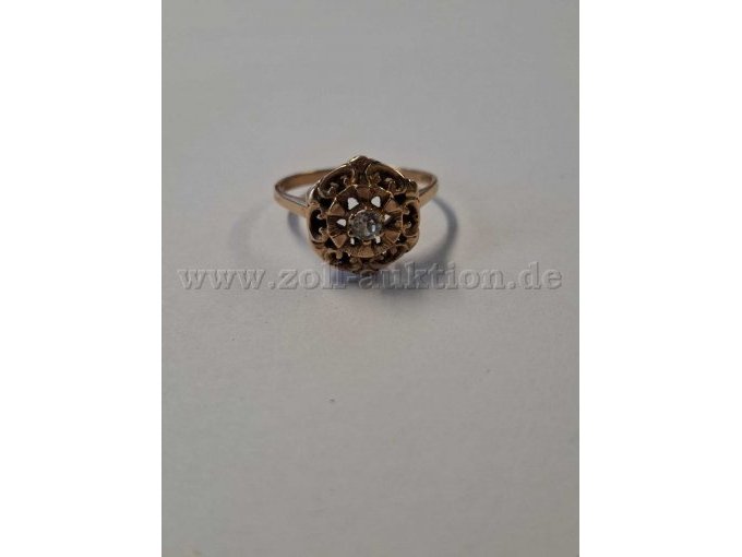 1 Goldring mit Ornamentverzierung und klarem Stein – 750er Gold – foto 2 – kavel bij Zoll-Auktion, Reutlingen