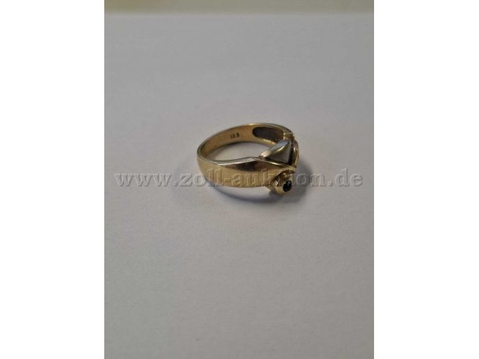 1 Goldring mit Saphir und drei klaren Steinen – 585er Gold – foto 2 – kavel bij Zoll-Auktion, Reutlingen