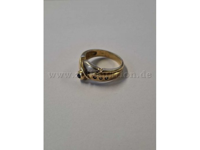 1 Goldring mit Saphir und drei klaren Steinen – 585er Gold – foto 3 – kavel bij Zoll-Auktion, Reutlingen