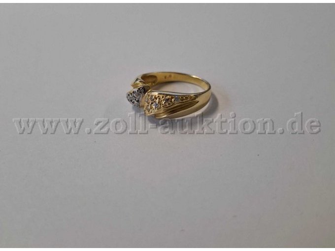 1 Goldring mit klaren Steinen in Wellenform – 585er Gold – foto 2 – kavel bij Zoll-Auktion, Reutlingen