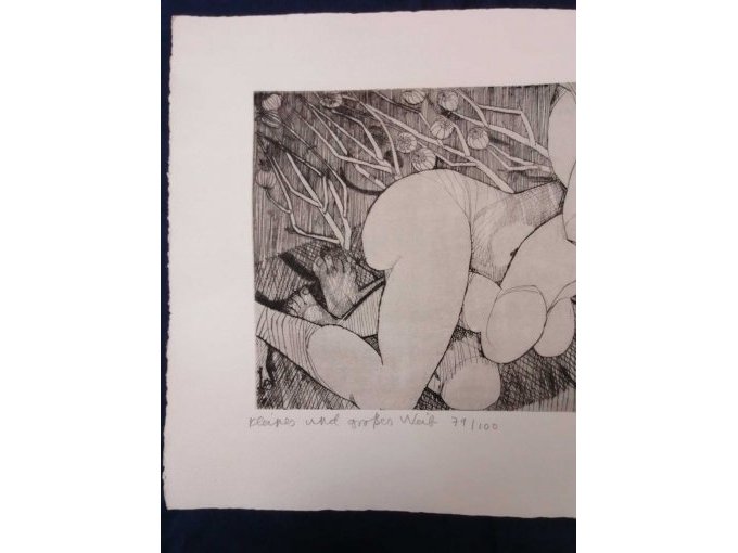 Ansicht 1 mit Benennung des Kunstwerks, Bild "kleines und großes Weib"