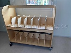 Taschenwagen mit einzelnen Fächern und Rollen