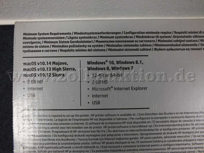 Angaben des Hersteller auf der Verpackung