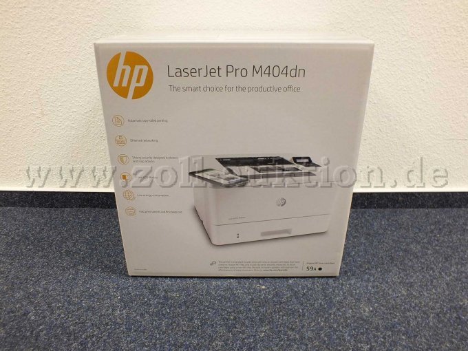 Gesmtansicht vom Laserdrucker in ungeöffneter Verpackung