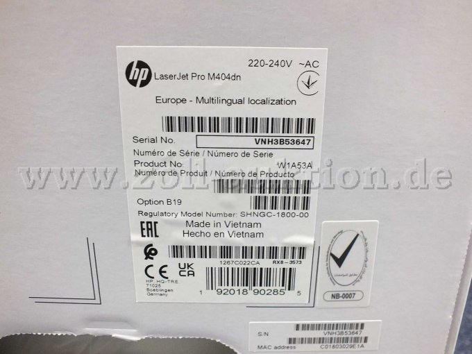 CE- Kennung und Typenbezeichnung