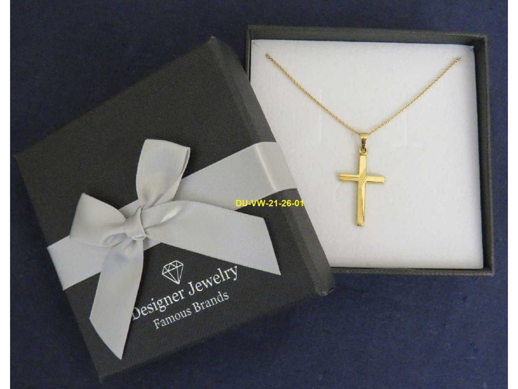 Goldkette mit Kreuzanhänger, 585er Gelbgold, 2,7 Gramm im Geschenkeetui