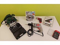 Handkreissäge, Schlagbohrmaschine, Akkuschrauber, Schraubendreher-Set, Präzisionsschraubendreher-Set, Heißklebepistole & LED-Band