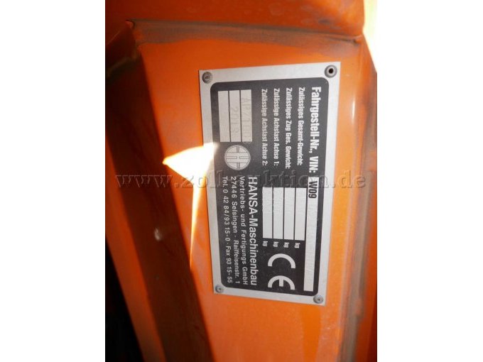 Typenschild Fahrzeug