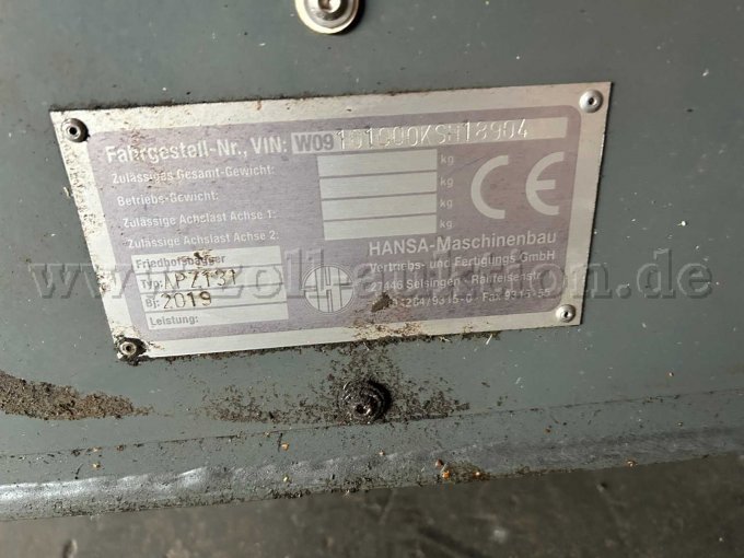 Typenschild APZ 131, BJ 2019