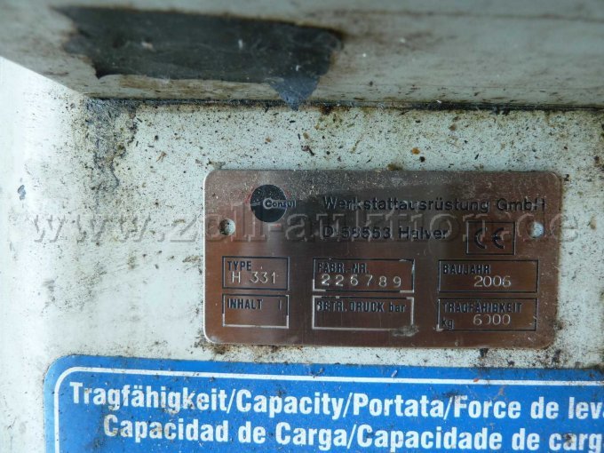 Typenschild Hebebühne
