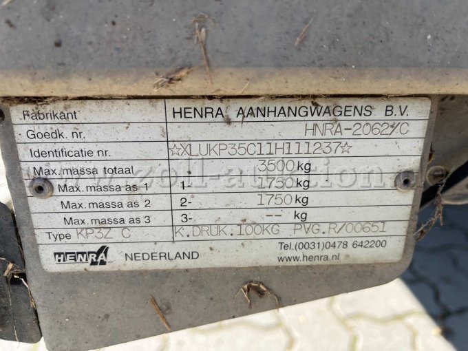 1 Henra Anhänger, 3-Seiten Kipper, Hochlader, Tandem – foto 6 – kavel bij Zoll-Auktion, Kalkar
