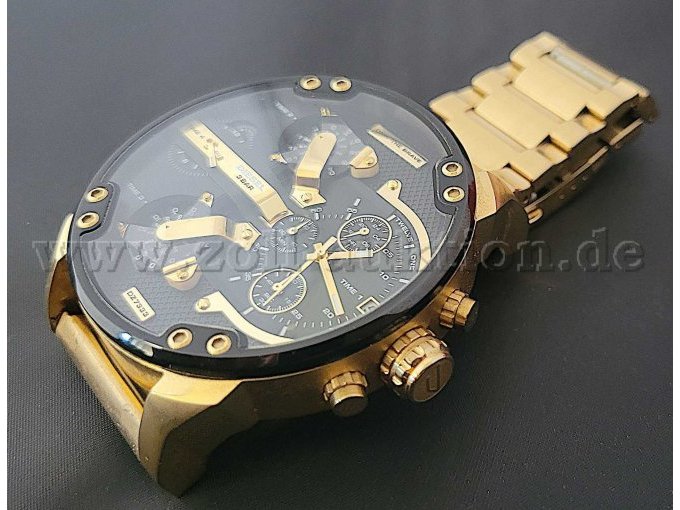 Diesel Herrenuhr Mr. Daddy 2.0 großes Chronographen-Ziffernblatt in schwarz gold Ansicht Front links