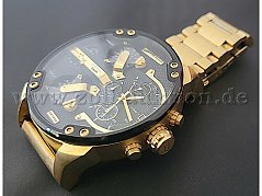 Diesel Herrenuhr Mr. Daddy 2.0 großes Chronographen-Ziffernblatt in schwarz gold Ansicht Front links