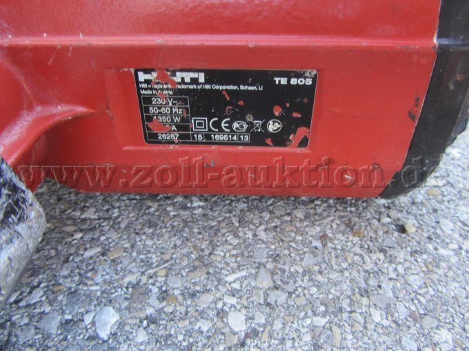 Hilti Meißelhammer, Typenschild mit CE-Kennzeichnung