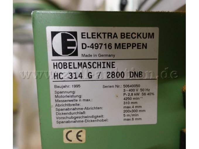 1 Hobelmaschine Elektra Beckum HC 314 G – foto 4 – kavel bij Zoll-Auktion, Kühbach