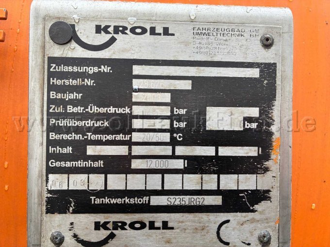 Typenschild Firma Kroll