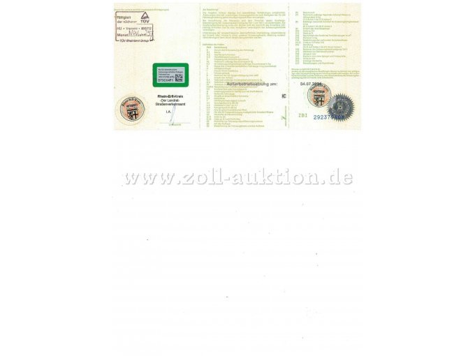 Fahrzeugschein S2