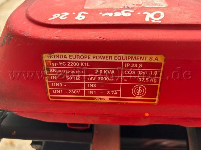 1 Honda Stromaggregat EC 2200 K1L – 230 V, 2,0 kVA, voll funktionsfähig – foto 5 – kavel bij Zoll-Auktion, Amberg