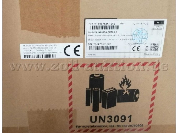 Verpackungskarton mit Typenbezeichnung