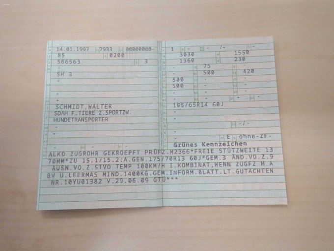 Informationen in der Zulassungsbescheinigung Teil 1