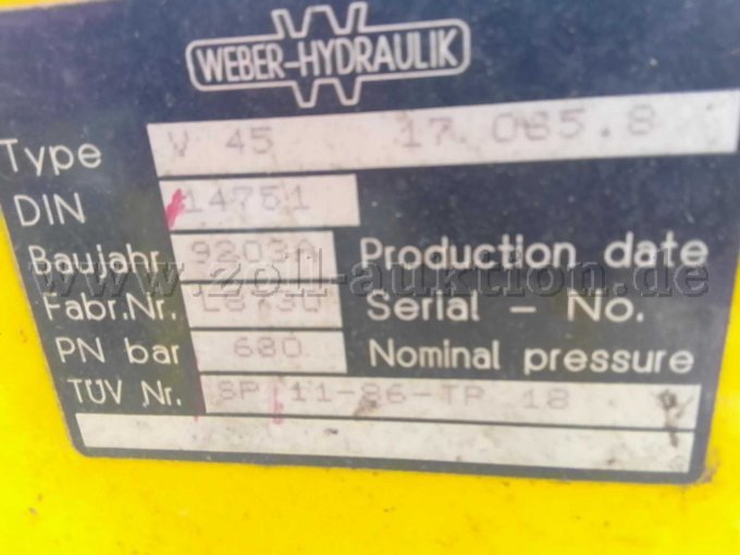Typenschild Aggregat Weber