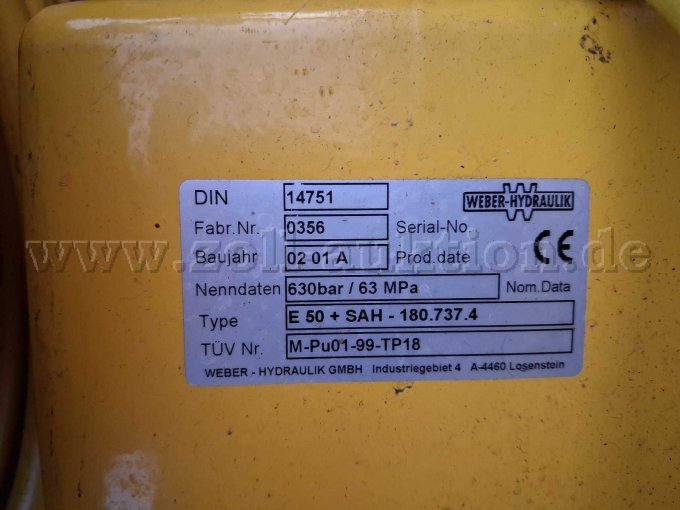 Typenschild Hydraulikaggregat