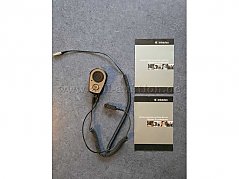 Gesamtansicht des Imtradex Handmikrofons mit Bedienungsanleitung.