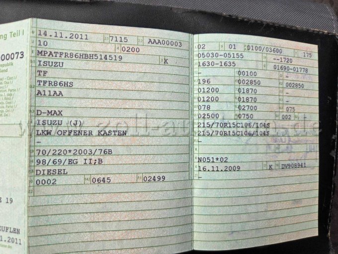 Zulassungsbe-
scheinigung
Teil I