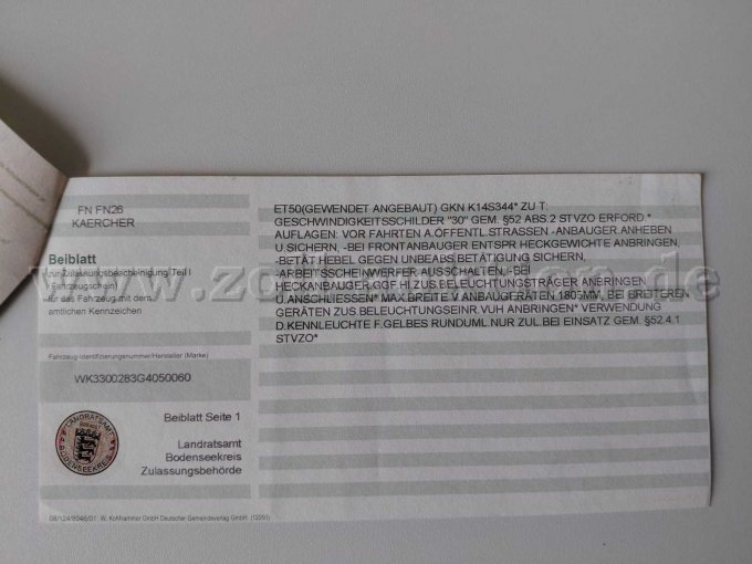 Fahrzeugschein Anlage