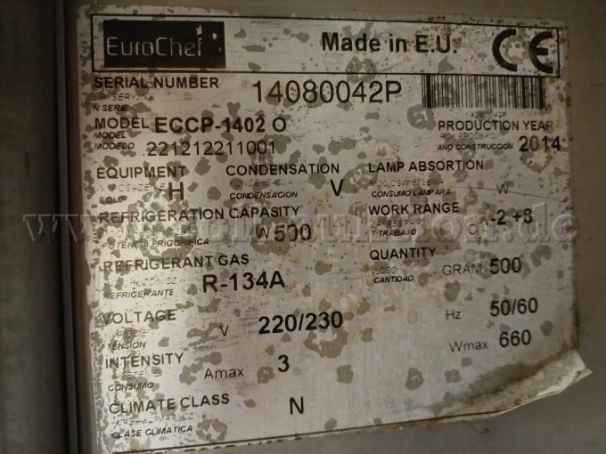 EuroChef Kühlschrank - Typenschild