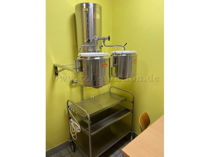 Kaffeeautomat Melitta SF-P 106, Melitta Kochendwassergerät HK 25 mit Servierwagen mit Warmhaltefunktion - Ansicht Front seitlich