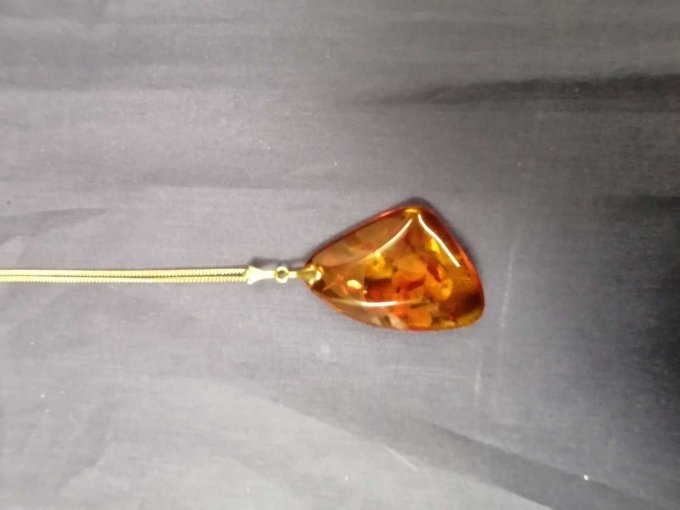 Nahansicht 2 Kette mit Bernsteinanhänger, Ansicht Bernstein