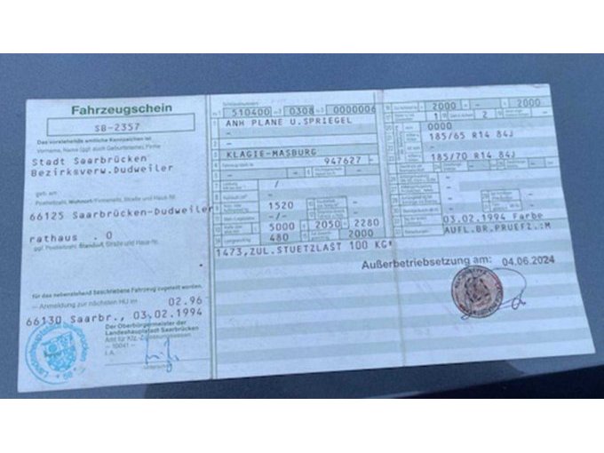 Zulassungsbescheinigung Teil I