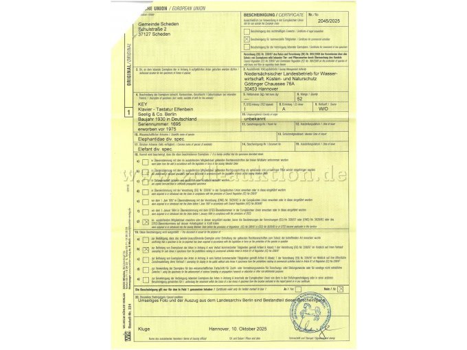 Bescheinigung Zertifikat Seite 1