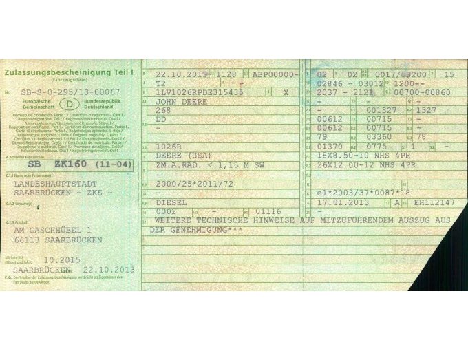 Zulassungsbescheinigung Teil II