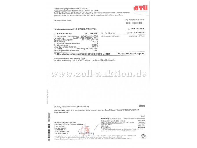 HANSA - letzter TÜV-Bericht