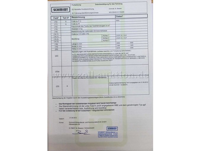 Kompaktkehrmaschine Schmidt Swingo Compact 200, Datenbestätigung Seite 2 Ansicht